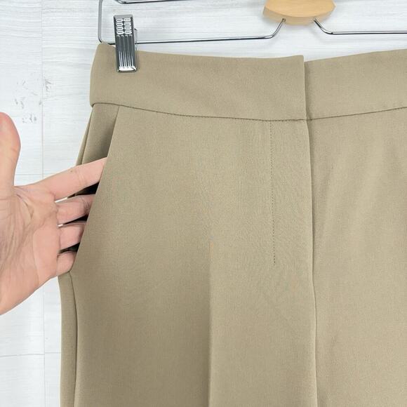 Theory Admiral Crepe High Waist Wide Leg Pants Size 4 Tan Neutral Office Preppy - Picture 4 of 16
